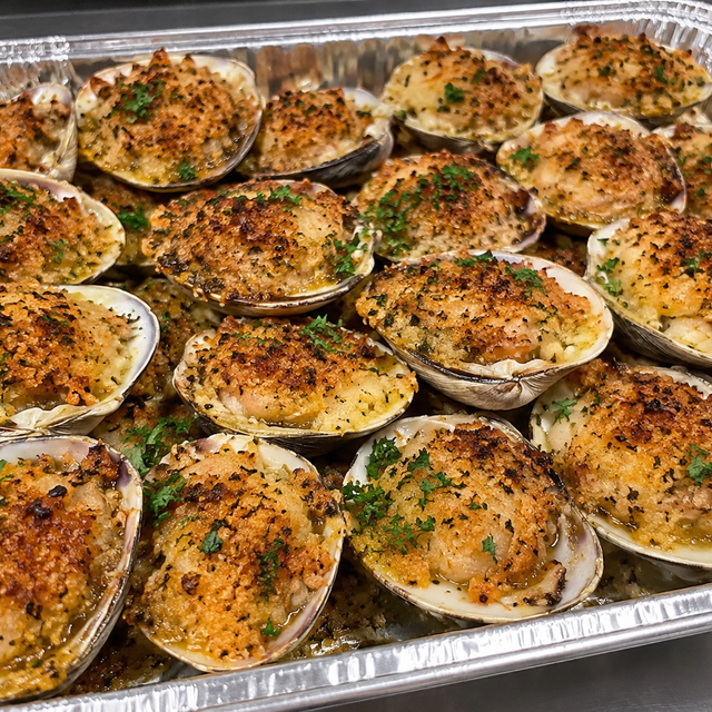 Baked Clams Oreganata Catering.