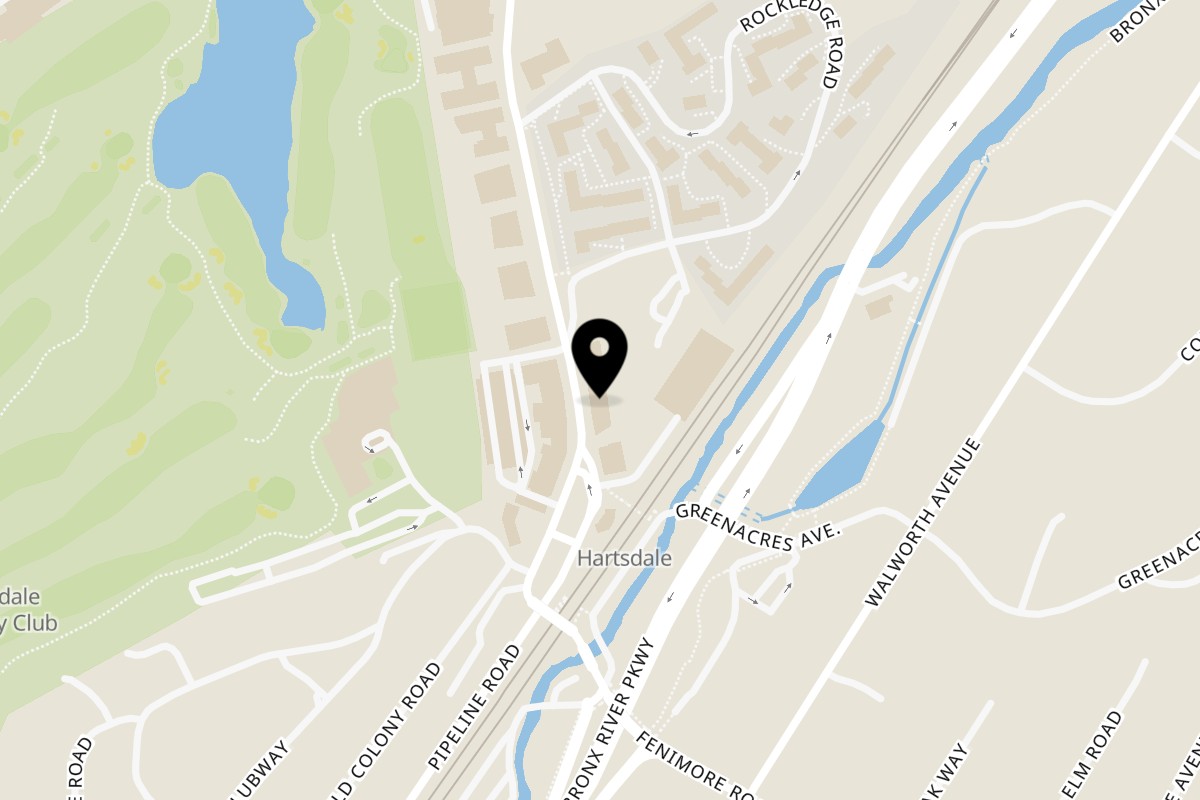 Map showing the location of Hartsdale House of Pizza on 203 E Hartsdale Ave in Hartsdale